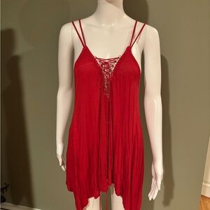 Tags On - Coachella by H&M Red Lace-Up Tank Top